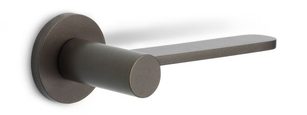 BB102-G - solid sprung door handle on rose  satin stainless steel