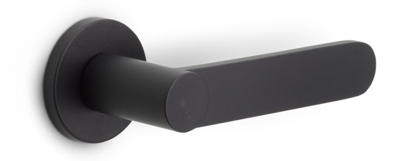 BB103-G - solid sprung door handle on rose  satin stainless steel