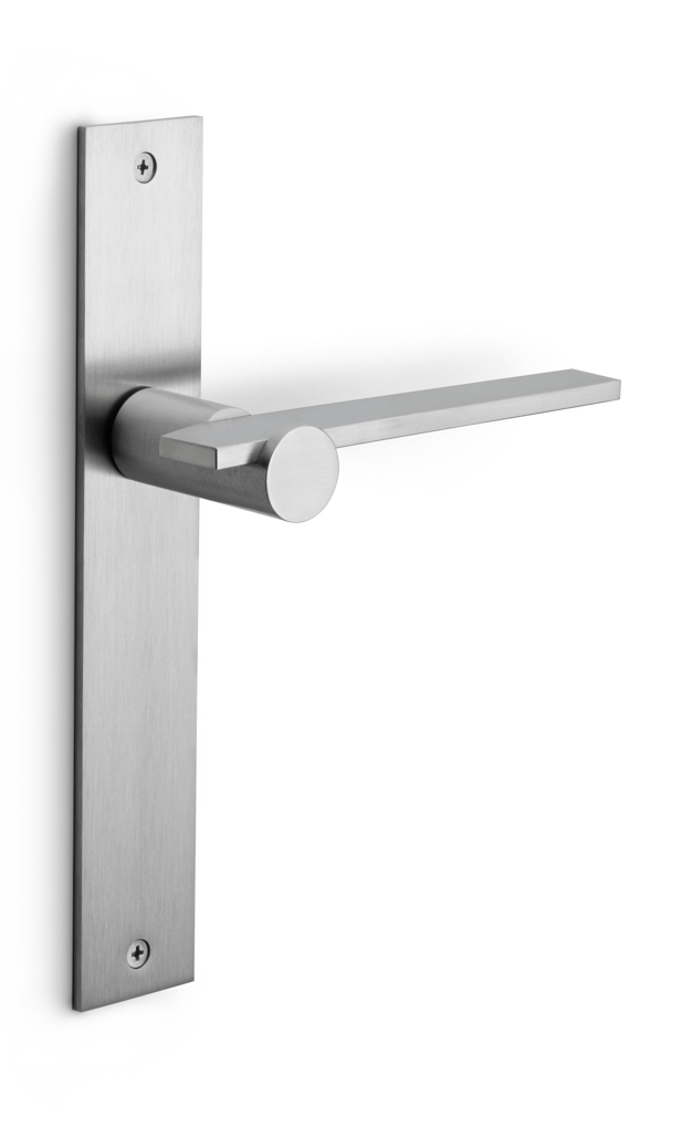 BB100P236SFC - unsprung lever handle on blank plate satin stainless steel