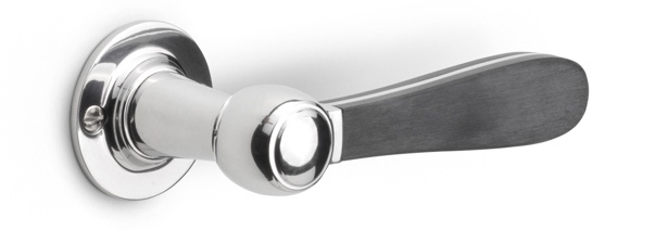 LZ100-G - solid sprung door handle on rose satin stainless steel/ satin black
