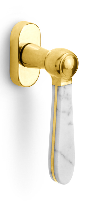 LZ100MA-DK-O - non-locking tilt and turn window handle brass unlacquered/carrara marble