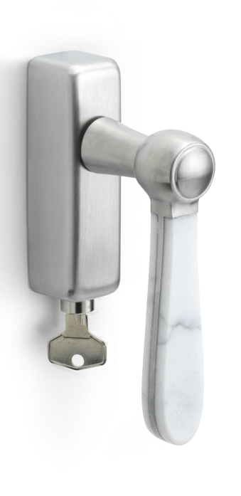 LZ100MA-DKLOCK-O - locking tilt and turn window handle satin stainless steel/carrara marble