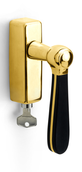 LZ100-DKLOCK-O - locking tilt and turn window handle brass unlacquered/black