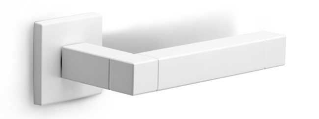 JB100-G - sprung door handle on rose  satin stainless steel