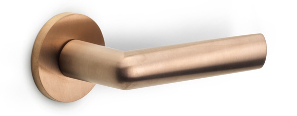 PBI101-G - solid sprung door handle on rose  satin stainless steel