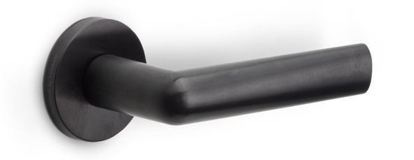 PBI101-G - solid sprung door handle on rose  satin stainless steel
