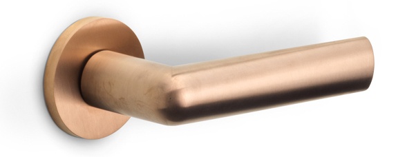 PBI102-G - solid sprung door handle on rose  satin stainless steel