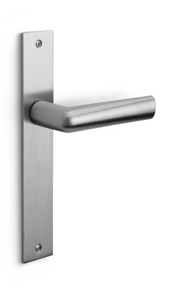 PBI102P236SFC - unsprung lever handle on blank plate satin stainless steel