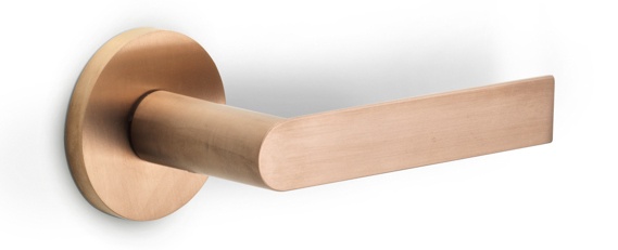 PBA100-G - solid sprung door handle on rose bronze