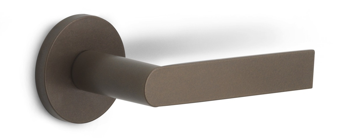 PBA100-G - solid sprung door handle on rose bronze