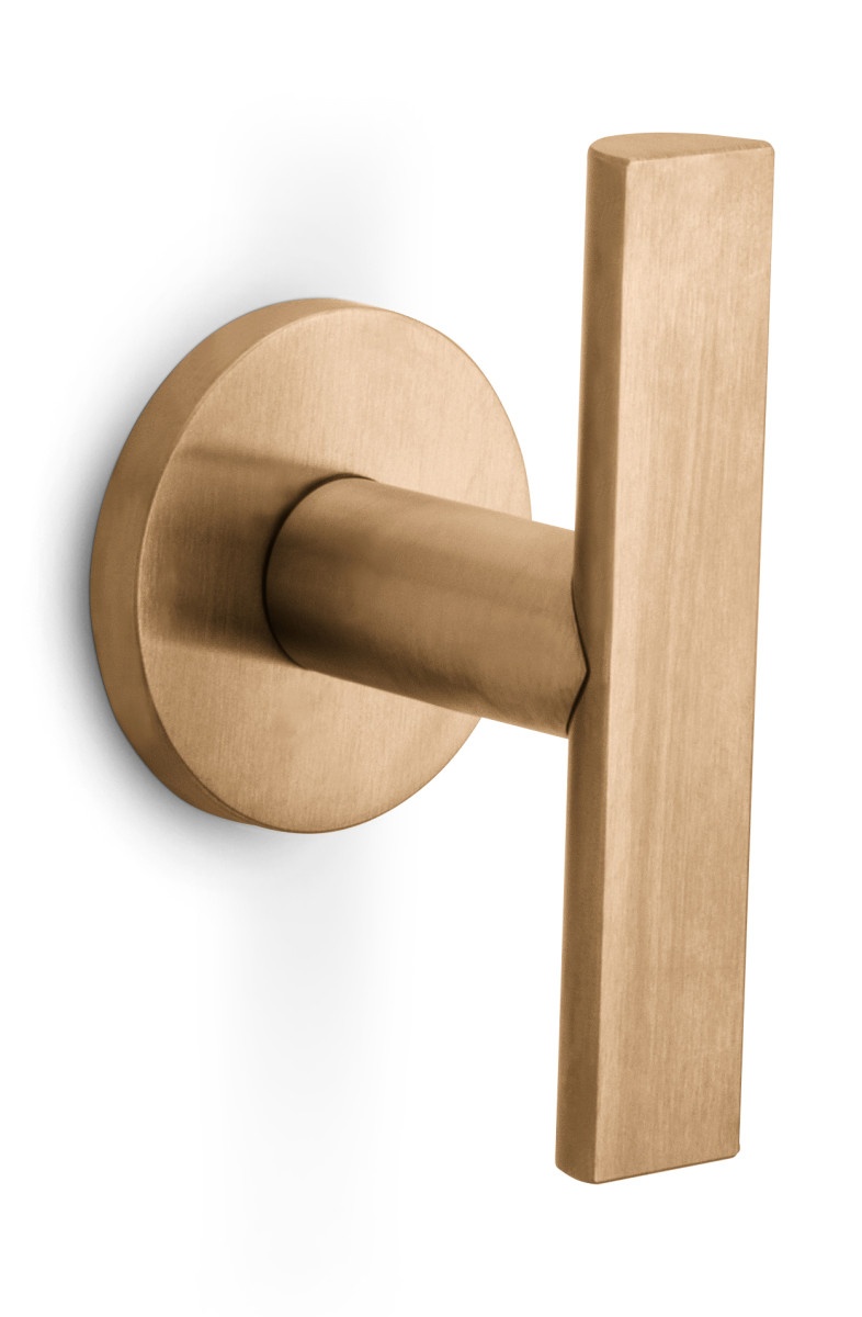 PBA103-G - solid sprung door handle on rose PVD champagne