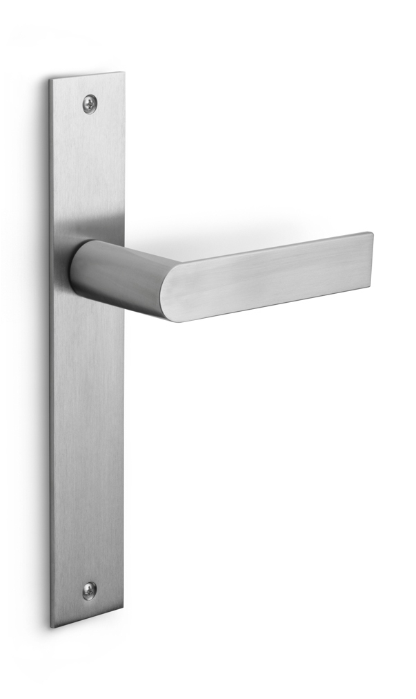 PBA101P236SFC - unsprung lever handle on blank plate satin stainless steel