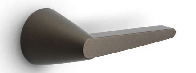 OH100-G - solid sprung door handle on rose bronze