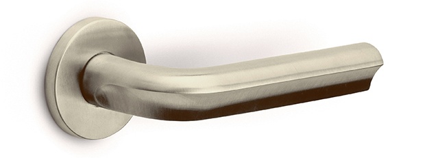 DR100-G - solid sprung door handle on rose PVD champagne