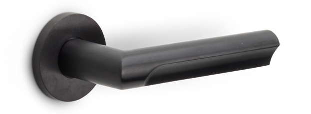 DR103-G - solid sprung door handle on rose PVD champagne