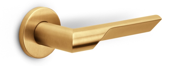 GL101-G - solid sprung door handle on rose bronze