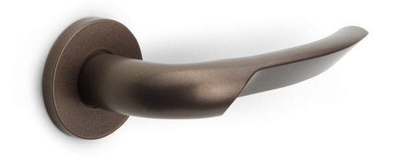 GL102-G - solid sprung door handle on rose PVD light bronze