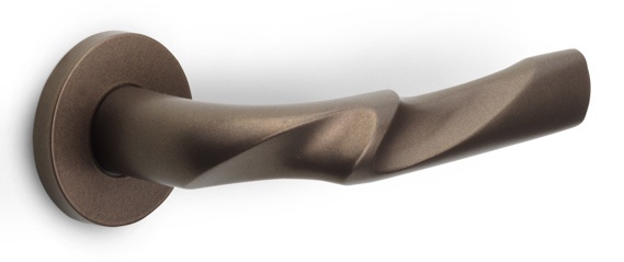 ZH100-G - solid sprung door handle on rose PVD champagne