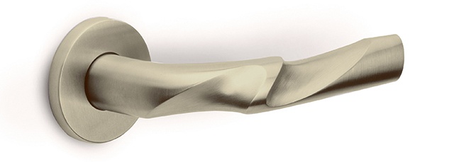 ZH100-G - solid sprung door handle on rose PVD champagne