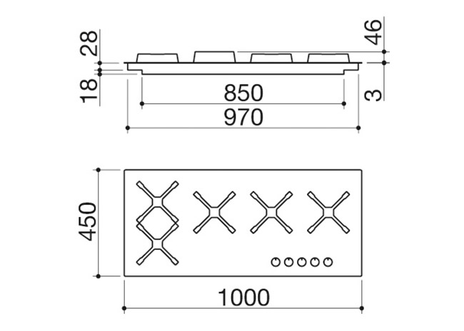 100 cm Select Plus built-in hob