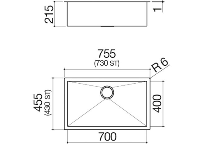 70x40 cm Squarebowl R. “0”