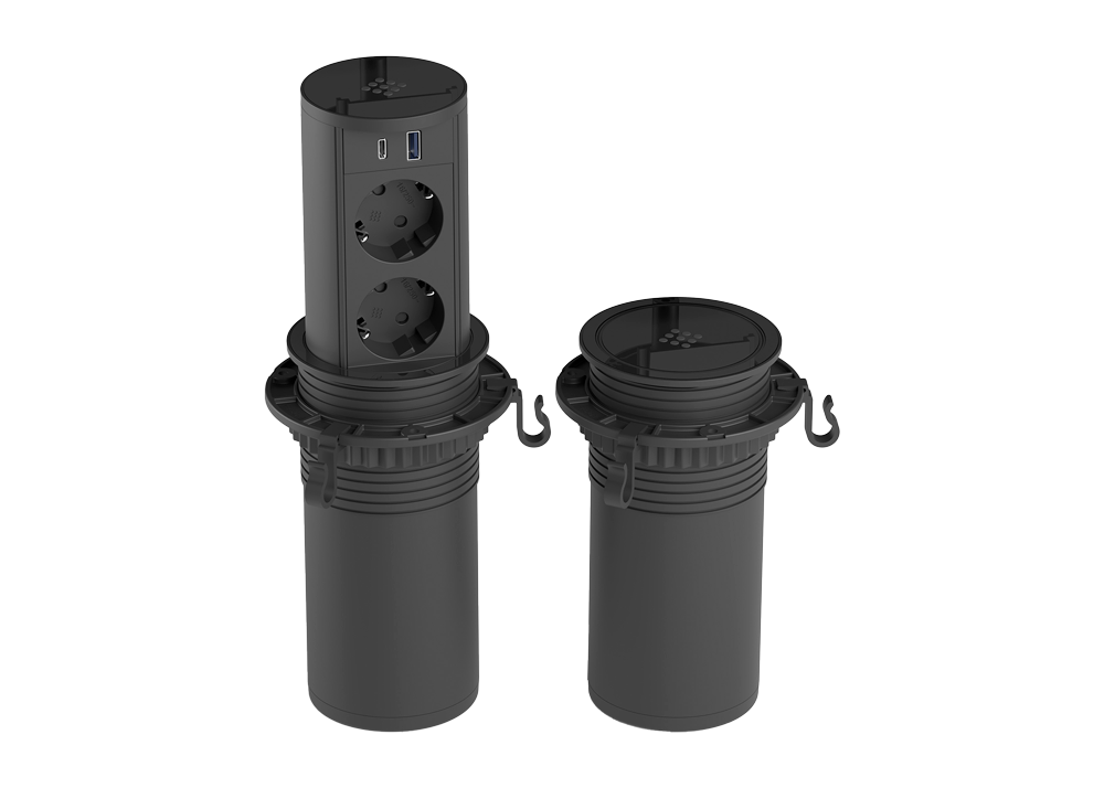Black Power pull-out socket tower