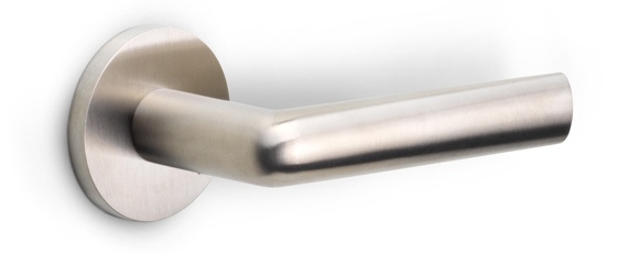 PBI100-G - solid sprung lever handle on rose satin stainless steel